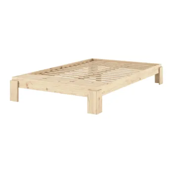 Pat matrimonial in culoare naturala din lemn de pin cu somiera 140x200 cm Layers - Karup Design imagine