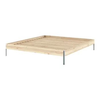 Pat matrimonial in culoare naturala din lemn de pin cu somiera 180x200 cm Core - Karup Design imagine