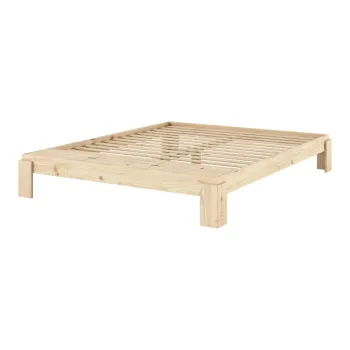 Pat matrimonial in culoare naturala din lemn de pin cu somiera 180x200 cm Layers - Karup Design imagine