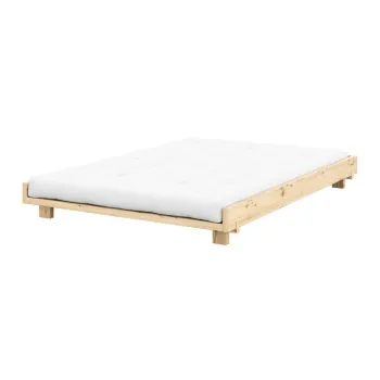 Pat matrimonial in culoare naturala din lemn de pin cu somiera 180x200 cm Social Bed - Karup Design imagine