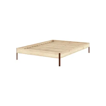 Pat matrimonial in culoare naturala din lemn de pin fara tablie cu somiera 140x200 cm Core - Karup Design imagine