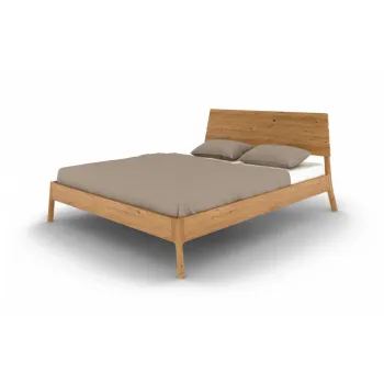 Pat matrimonial in culoare naturala din lemn de stejar 140x200 cm Twig - The Beds imagine