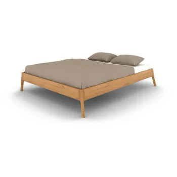 Pat matrimonial in culoare naturala din lemn de stejar 200x200 cm Twig - The Beds imagine