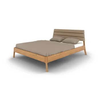 Pat matrimonial in culoare naturala din lemn de stejar 200x200 cm Twig - The Beds imagine