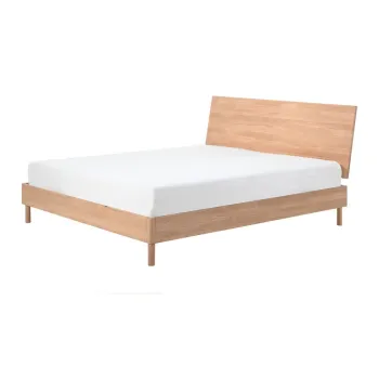 Pat matrimonial in culoare naturala din lemn de stejar fara somiera 180x200 cm Forrest - Vipack imagine