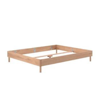 Pat matrimonial in culoare naturala din lemn de stejar fara tablie fara somiera 160x200 cm Forrest - Vipack imagine