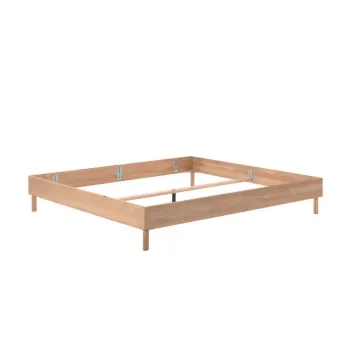 Pat matrimonial in culoare naturala din lemn de stejar fara tablie fara somiera 180x200 cm Forrest - Vipack imagine