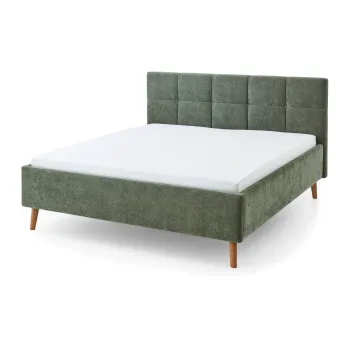 Pat matrimonial kaki tapitat cu spatiu de depozitare cu somiera 180x200 cm Nova - Meise Mobel imagine