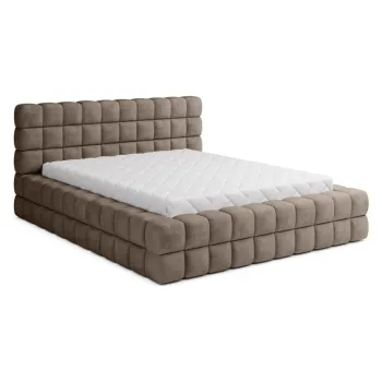 Pat matrimonial maro deschis tapitat cu spatiu de depozitare cu somiera 140x200 cm Dizzle - ELTAP imagine