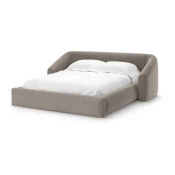 Pat matrimonial maro deschis tapitat cu spatiu de depozitare cu somiera 160x200 cm Campi - Cosmopolitan Design imagine