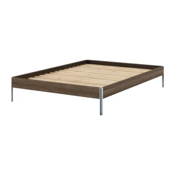 Pat matrimonial maro din lemn de pin cu somiera 140x200 cm Core - Karup Design imagine