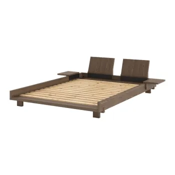 Pat matrimonial maro din lemn de pin cu somiera 140x200 cm Social - Karup Design imagine