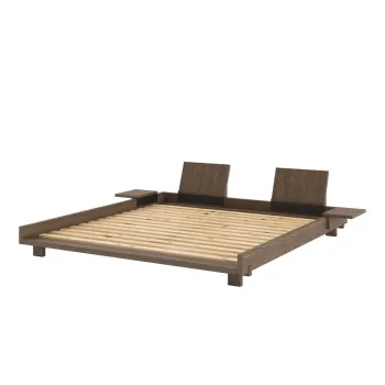 Pat matrimonial maro din lemn de pin cu somiera 180x200 cm Social - Karup Design imagine