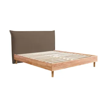 Pat matrimonial maro/natural cu somiera 180x200 cm Charlie - Bobochic Paris imagine