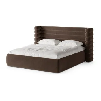 Pat matrimonial maro tapiE>at cu spaE>iu de depozitare cu somierA160x200 cm Mount aEURMicadoni imagine