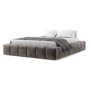 Pat matrimonial maro tapitat cu spatiu de depozitare cu somiera 200x200 cm Aruba L - Maison de Reve imagine