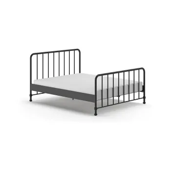 Pat matrimonial negru din metal cu somiera 160x200 cm BRONXX - Vipack imagine