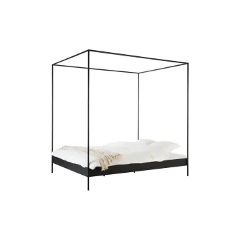 Pat matrimonial negru din otel fara tablie/cu baldachin cu somiera 180x200 cm Eton - noo.ma imagine