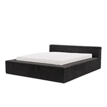 Pat matrimonial negru tapitat cu spatiu de depozitare cu somiera 200x200 cm Cloe - Ropez imagine