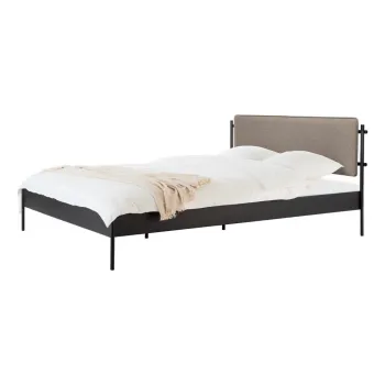 Pat matrimonial negru tapitat din otel cu somiera 200x200 cm Eton Basic - noo.ma imagine