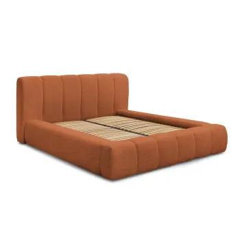 Pat matrimonial portocaliu tapitat cu spatiu de depozitare cu somiera 180x200 cm Denali - Bobochic Paris imagine