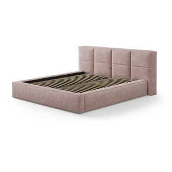 Pat matrimonial roz deschis tapitat cu spatiu de depozitare cu somiera 180x200 cm Simon Darren - Micadoni imagine