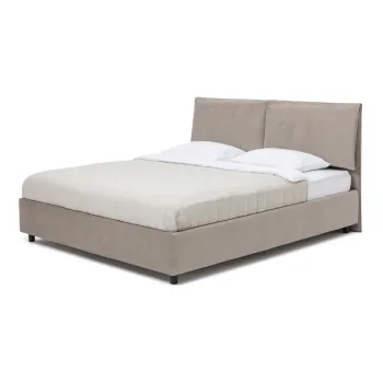 Pat matrimonial taupe tapitat cu spatiu de depozitare cu somiera 160x200 cm Myra Pillow - Bonami Selection imagine