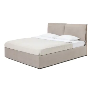 Pat matrimonial taupe tapitat cu spatiu de depozitare cu somiera 160x200 cm Thessa Pillow - Bonami Selection imagine