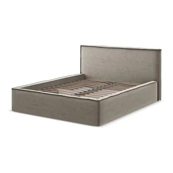Pat matrimonial taupe tapitat cu spatiu de depozitare cu somiera 180x200 cm Anani - Makamii imagine