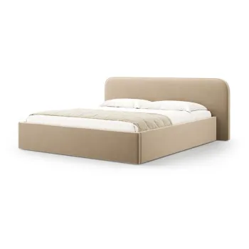 Pat matrimonial taupe tapitat cu spatiu de depozitare cu somiera 180x200 cm Elizabeth - Micadoni imagine