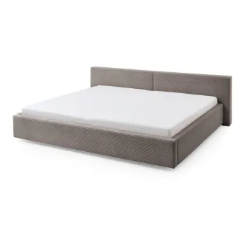 Pat matrimonial taupe tapitat cu spatiu de depozitare cu somiera 200x240 cm Cube - Meise Mobel imagine