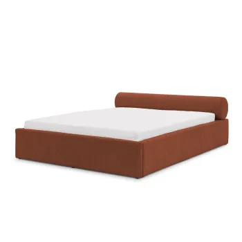 Pat matrimonial teracotAtapiE>at cu spaE>iu de depozitare cu somierA180x200 cm Cille aEURRopez imagine