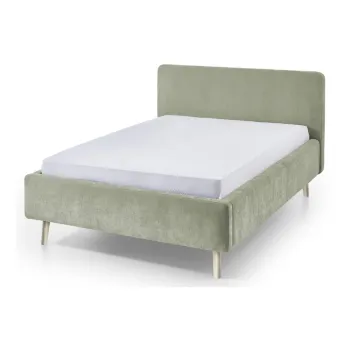 Pat matrimonial verde deschis tapitat cu somiera 120x200 cm Mattis - Meise Mobel imagine