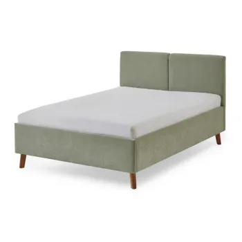 Pat matrimonial verde deschis tapitat cu somiera 140x200 cm Piano - Meise Mobel imagine