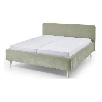 Pat matrimonial verde deschis tapitat cu somiera 160x200 cm Mattis - Meise Mobel imagine
