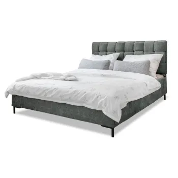 Pat matrimonial verde deschis tapitat cu somiera 180x200 cm Eve - Miuform imagine