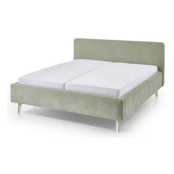 Pat matrimonial verde deschis tapitat cu somiera 180x200 cm Mattis - Meise Mobel imagine