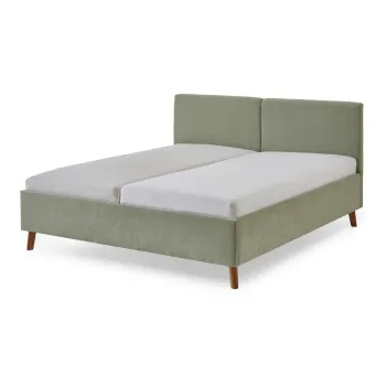 Pat matrimonial verde deschis tapitat cu somiera 180x200 cm Piano - Meise Mobel imagine