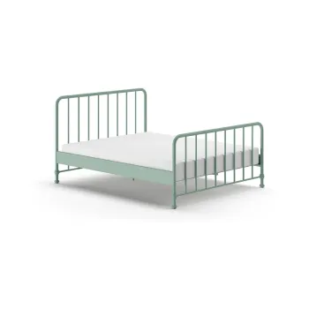 Pat matrimonial verde din metal cu somiera 160x200 cm BRONXX - Vipack imagine