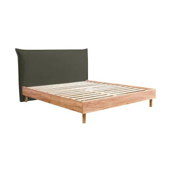 Pat matrimonial verde inchis/natural cu somiera 160x200 cm Charlie - Bobochic Paris imagine