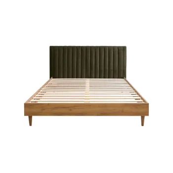 Pat matrimonial verde inchis/natural cu somiera 180x200 cm Oceane - Bobochic Paris imagine