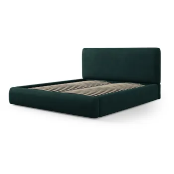 Pat matrimonial verde inchis tapitat cu spatiu de depozitare cu somiera 180x200 cm Colonel - Cosmopolitan Design imagine