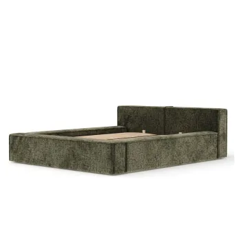 Pat matrimonial verde inchis tapitat cu spatiu de depozitare cu somiera 180x200 cm Voliera - Maison de Reve imagine