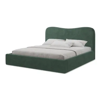 Pat matrimonial verde tapiE>at cu spaE>iu de depozitare cu somierA160x200 cm Kahai aEURMakamii imagine