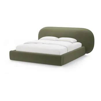 Pat matrimonial verde tapiE>at cu spaE>iu de depozitare cu somierA180x200 cm Ovalo aEURMicadoni imagine