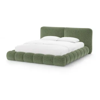 Pat matrimonial verde tapiE>at cu spaE>iu de depozitare cu somierA180x200 cm Solange aEURMicadoni imagine