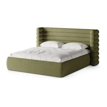 Pat matrimonial verde tapiE>at cu spaE>iu de depozitare cu somierA200x200 cm Mount aEURMicadoni imagine