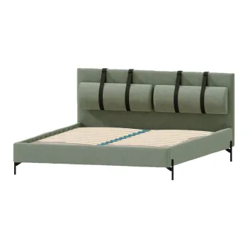 Pat matrimonial verde tapitat cu somiera 180x200 cm Tulsa - Ropez imagine
