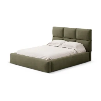 Pat matrimonial verde tapitat cu spatiu de depozitare cu somiera 140x200 cm Libera - Windsor & Co Sofas imagine