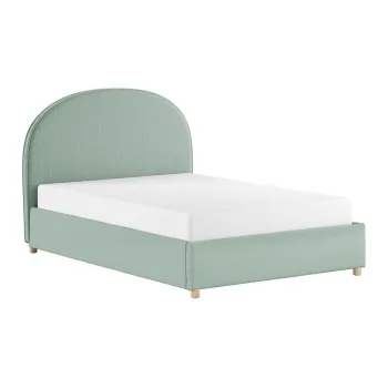 Pat matrimonial verde tapitat cu spatiu de depozitare cu somiera 140x200 cm Moon - Vipack imagine